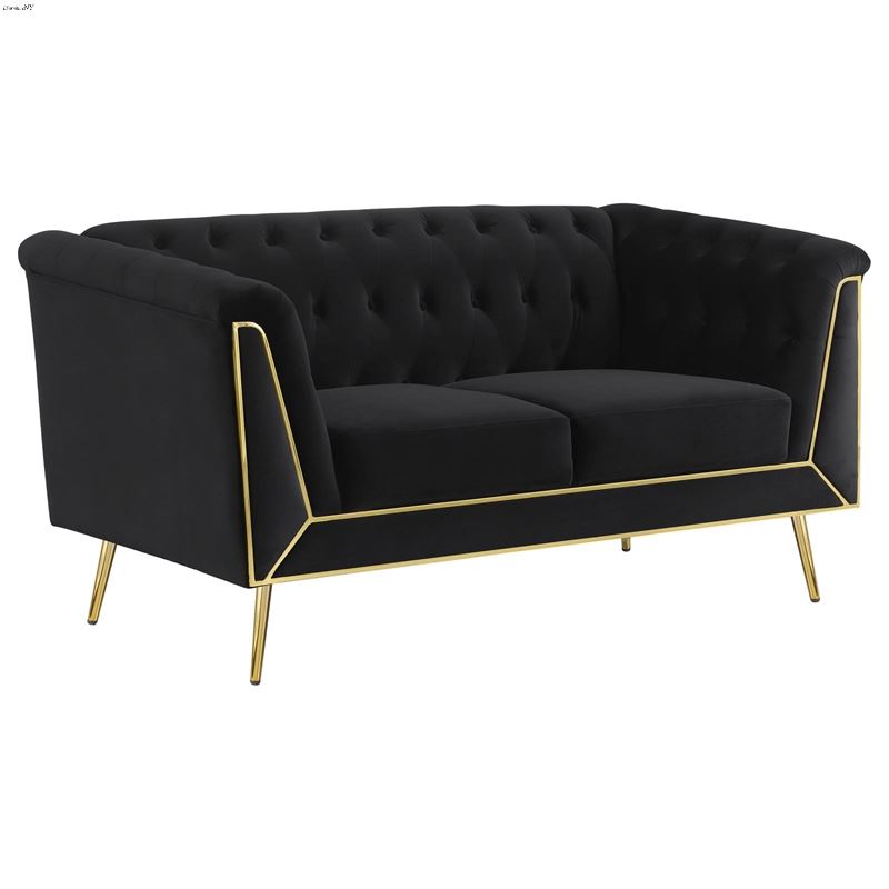 Holly Black and Gold Tufted Loveseat 508442