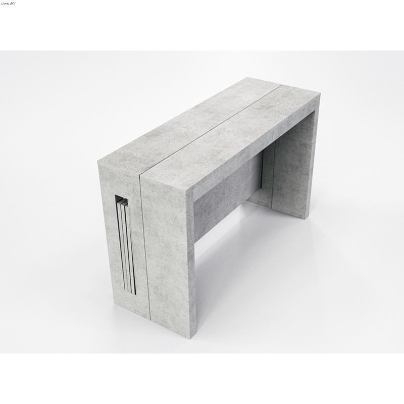 Elasto Extendable Gray Concrete Console/Dining Tab