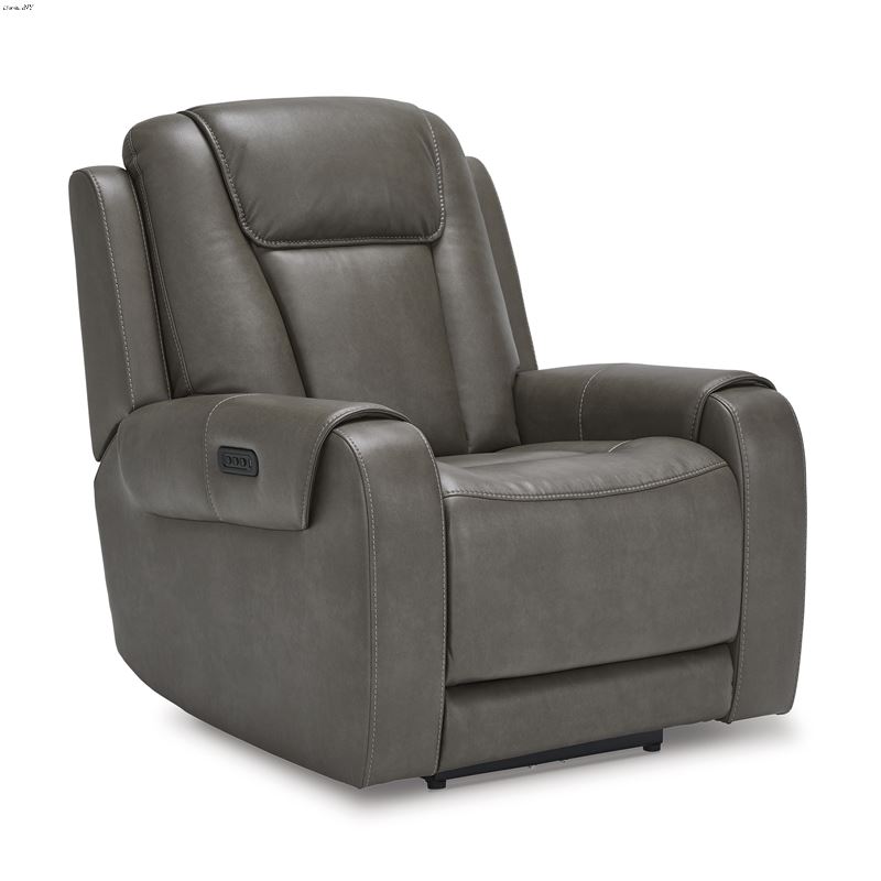 Card Player Smoke Faux Leather Power Recliner 1180