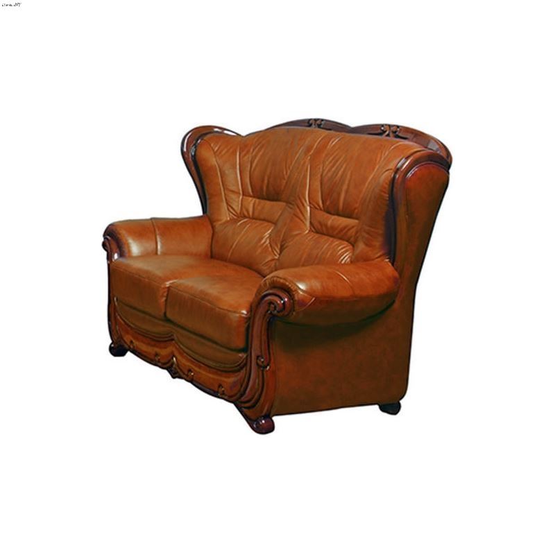 Traditional 100 Brown Italian Leather Love Seat Wi