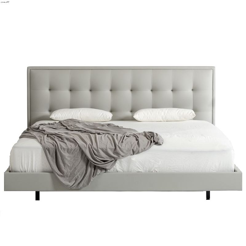 Modrest Hera Queen Modern Grey Leatherette Bed