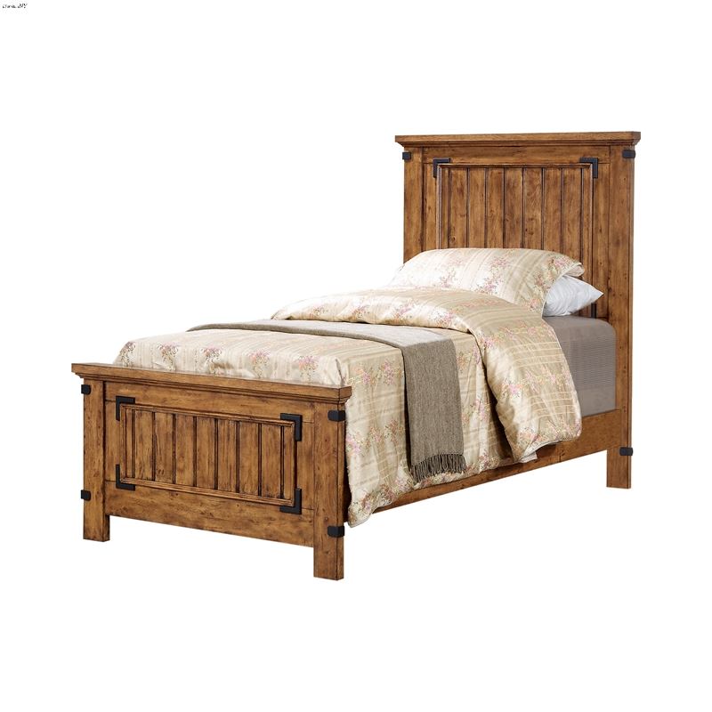 Brenner Rustic Honey Twin Panel Bed 205261T