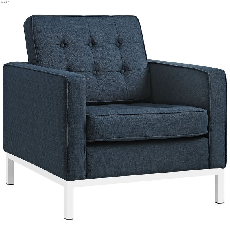Loft Modern Blue Fabric Tufted Chair