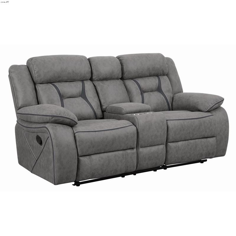 Higgins Grey Pillow Top Reclining Loveseat With Co