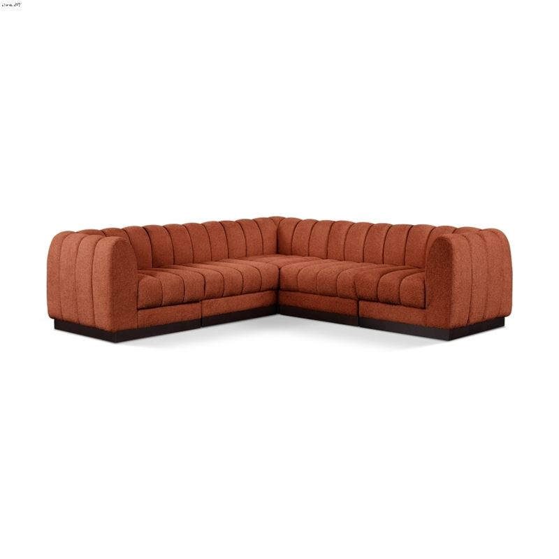 Quinn 101 inch 5pc Cognac Chenille Fabric Sectiona