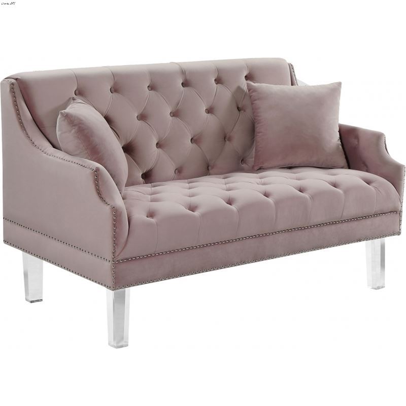 Roxy Pink Velvet Tufted Love Seat