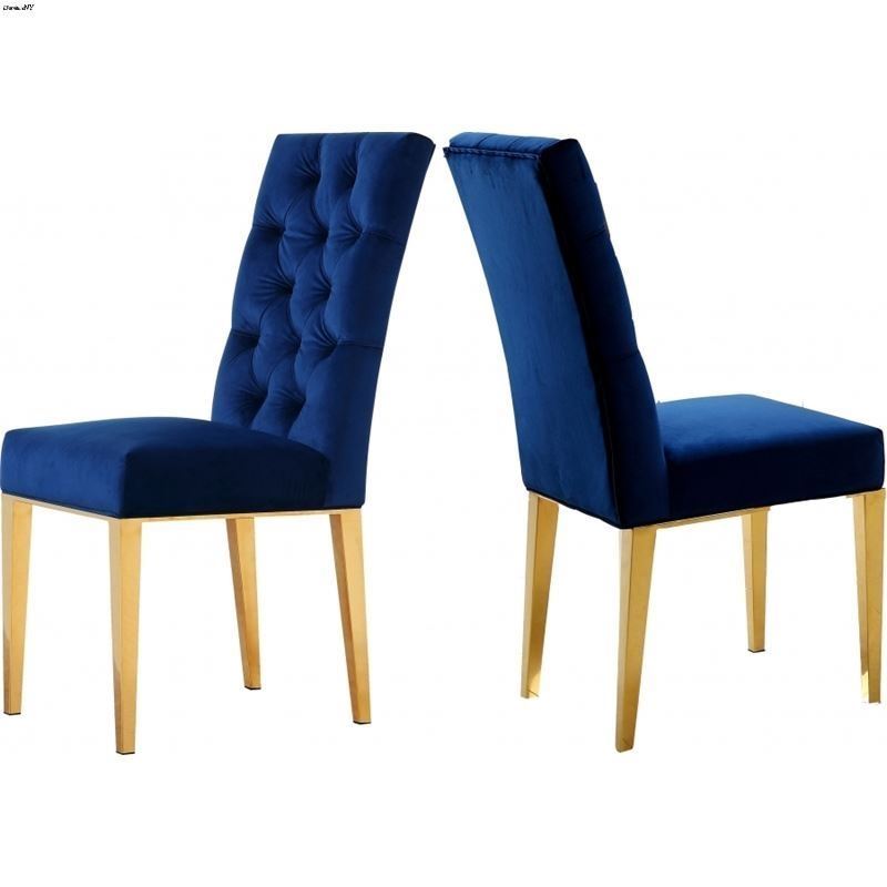 Capri Navy Upholstered Tufted Velvet Dining Chair