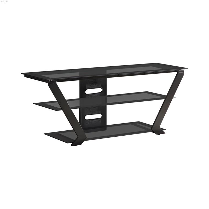 Black 50 inch Metal and Glass 2 Tier TV Stand 7013