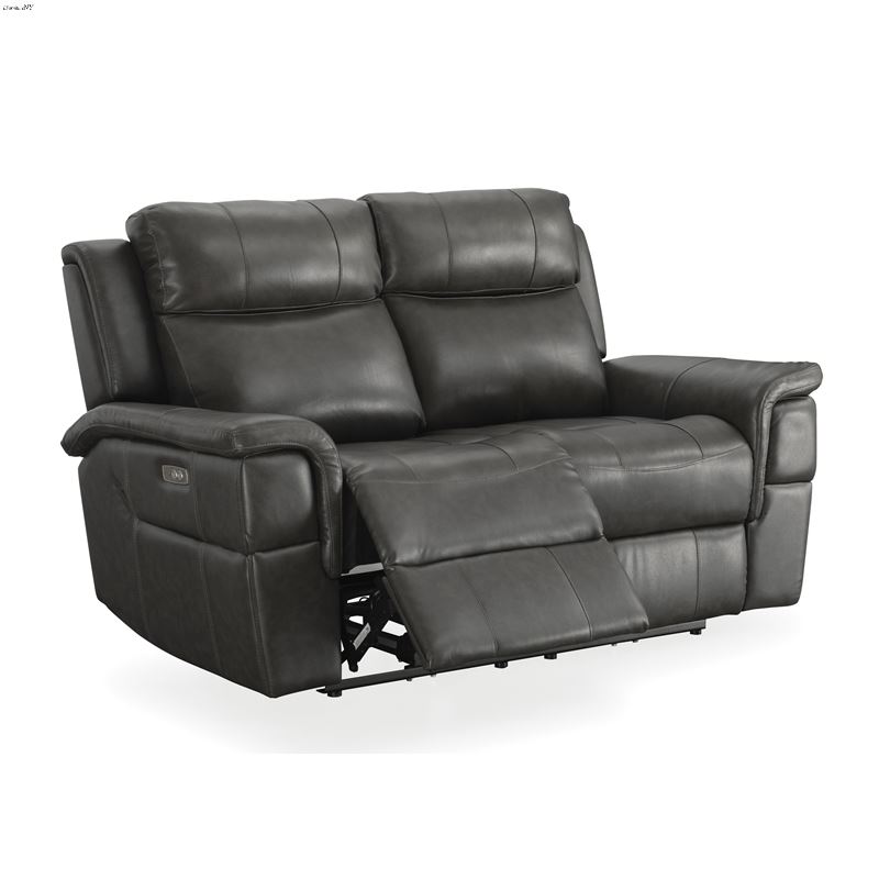 Dendron Charcoal Leather Power Reclining Loveseat