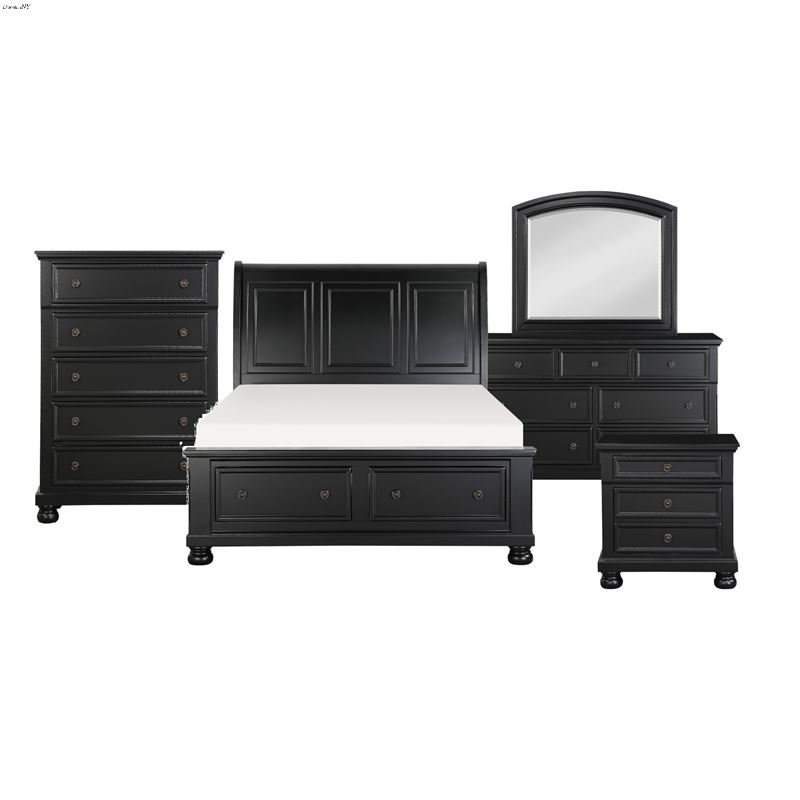 Laurelin Black Queen5pc Sleigh Storage Bedroom Set