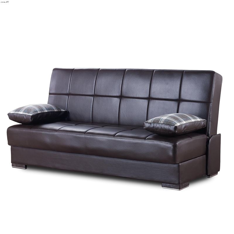 Soho Brown Leatherette Convertible Sofa Bed with S