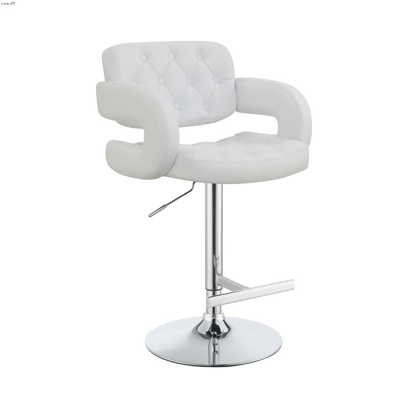 Modern Tufted White Leather Bar Stool 102557 by Co