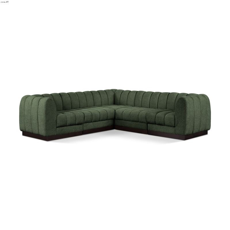 Quinn 101 inch 5pc Green Chenille Fabric Sectional