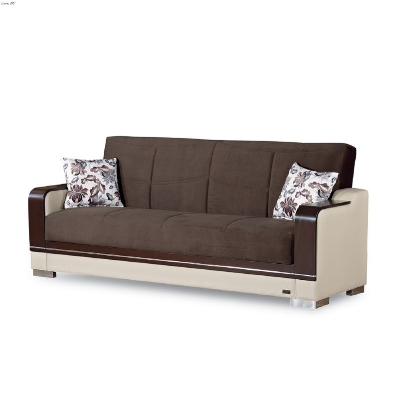 Texas Rich Brown Textured Fabric Sofa Bed