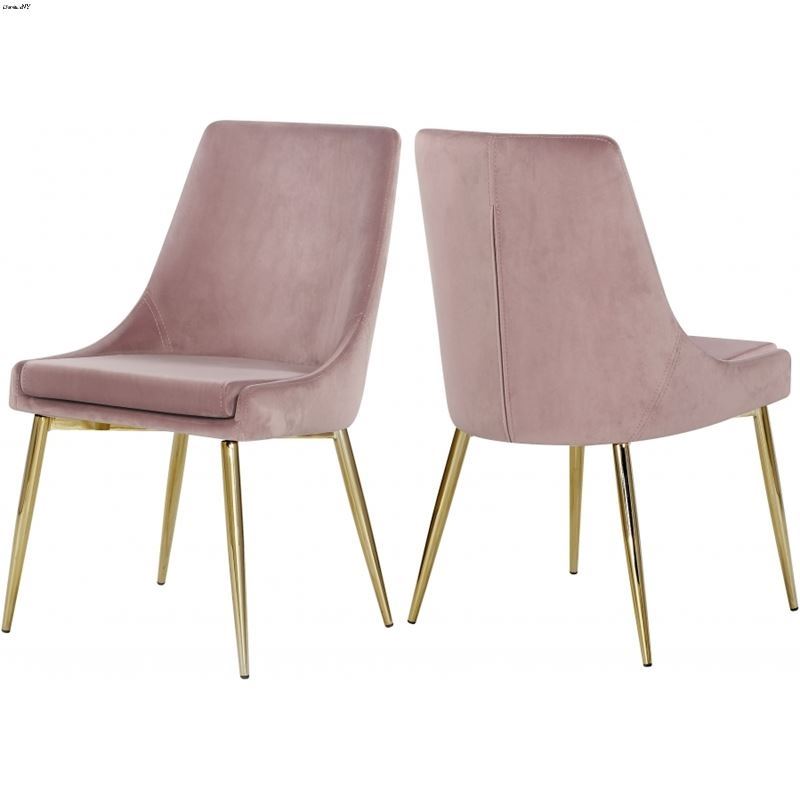 Karina Pink and Gold Upholstered Velvet Dining Chair - Set ...