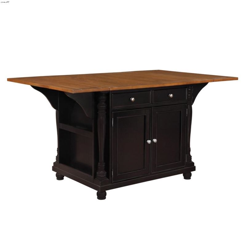 Slater Black Kitchen Island With Drop Leaves 10227