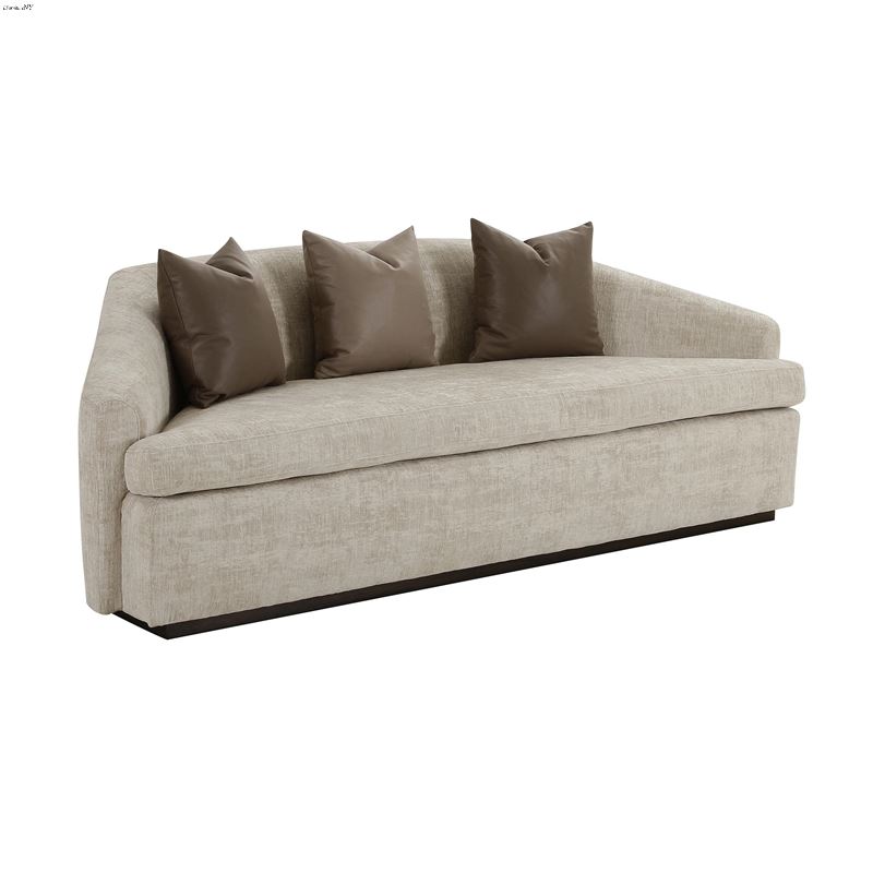 Abreeyah Beige Velvet Sofa By Exceptional Furnitur