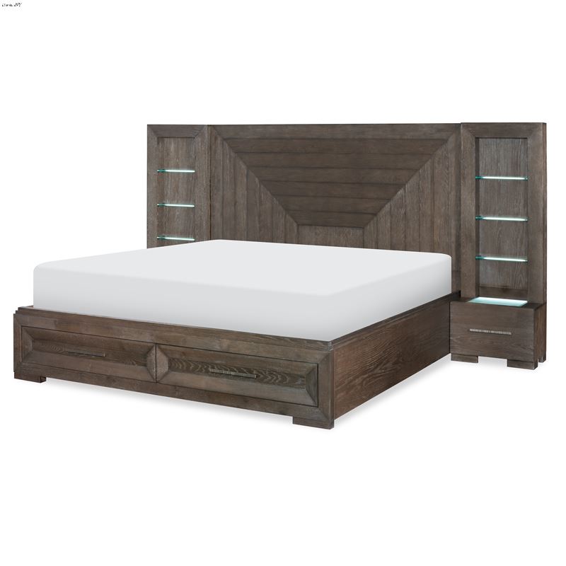 Facets Queen Wall Panel Bed with Storage Footboard
