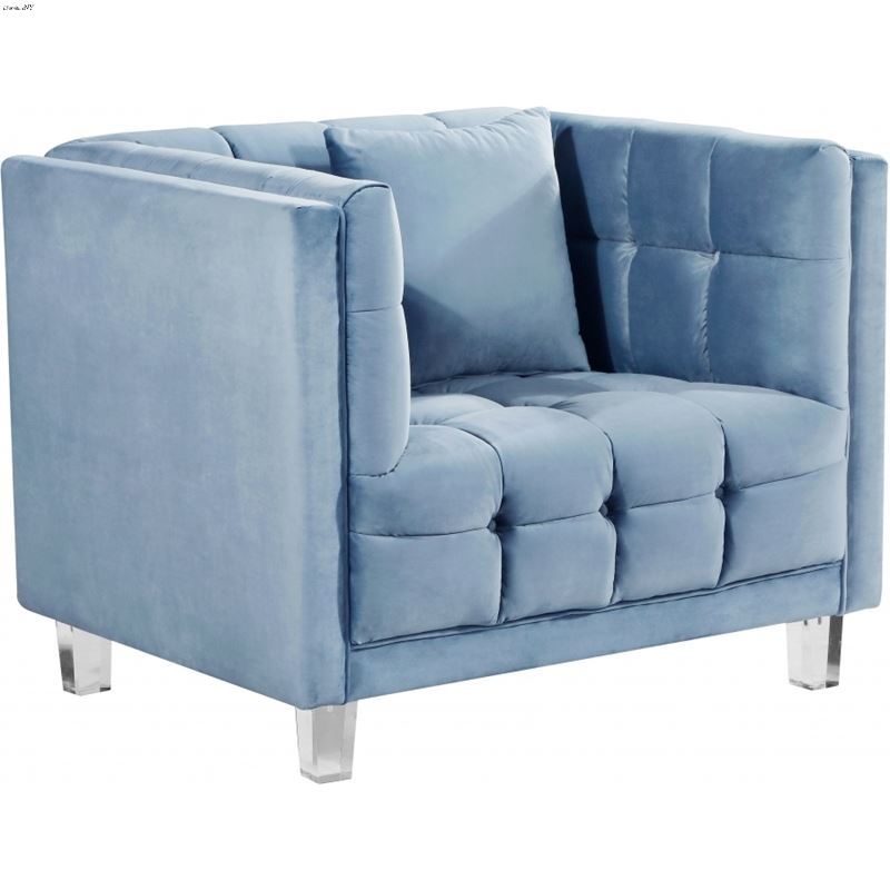 Mariel Sky Blue Velvet Tufted Chair