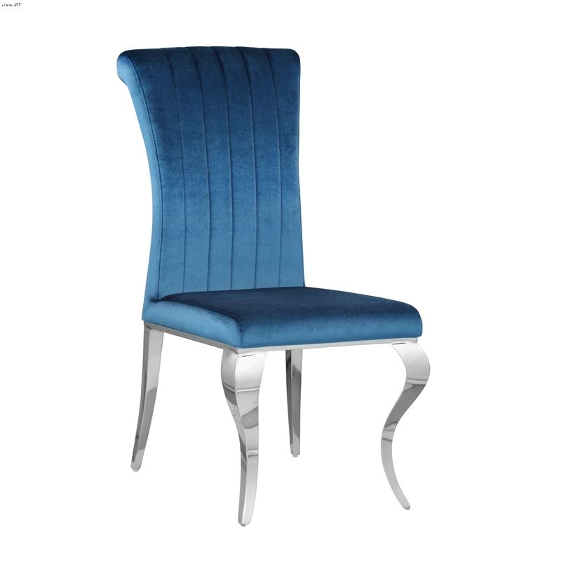 Carone Upholstered Side Chair Teal And Chrome 1050