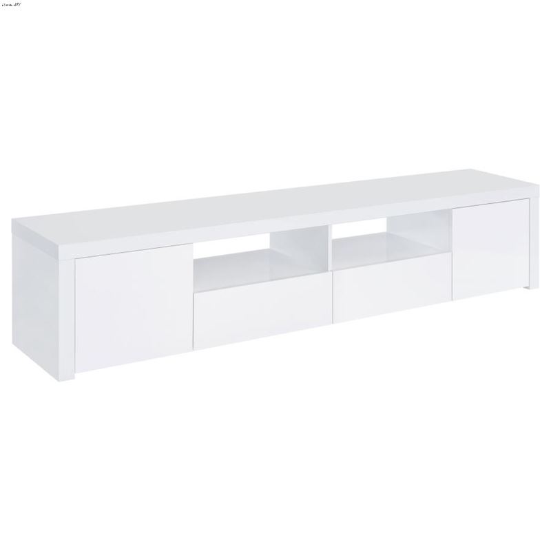 Jude White High Gloss 79 Inch 2 Door TV Stand With