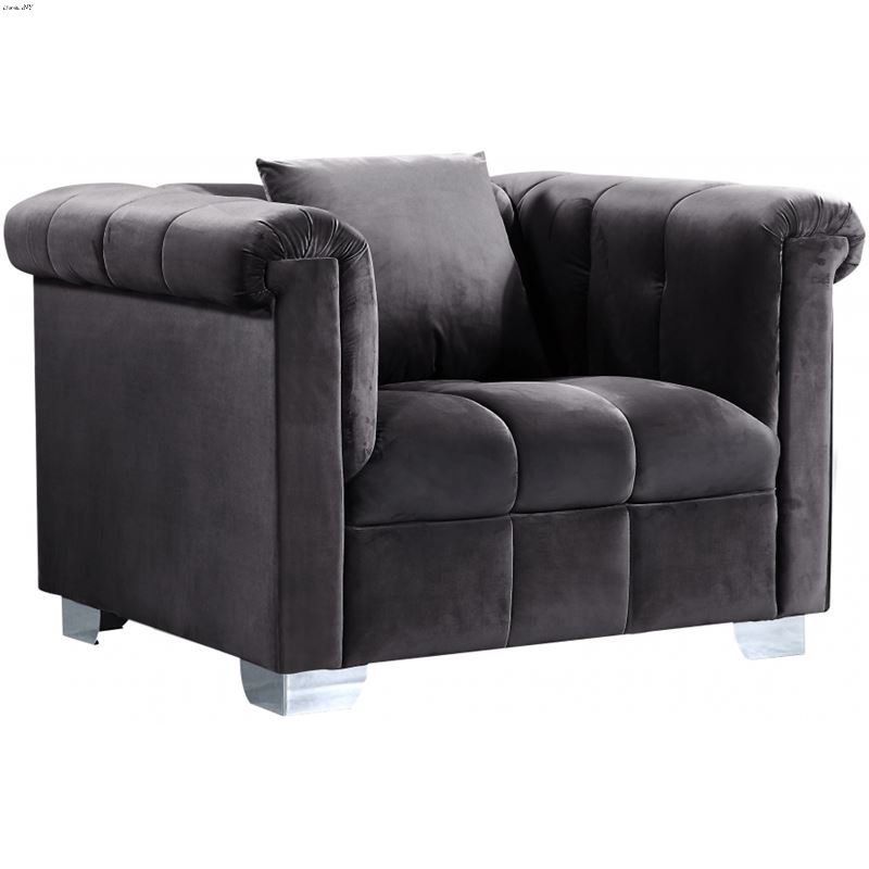 Kayla Grey Velvet Tufted Chair