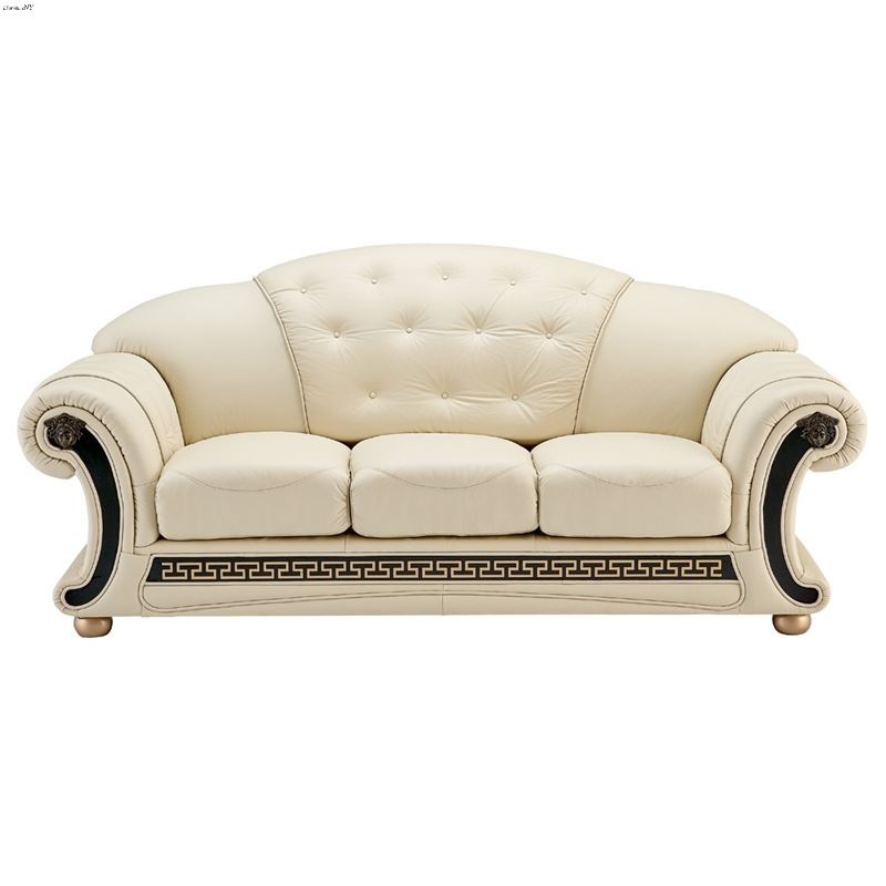 Apolo Tufted Ivory Leather Sofa