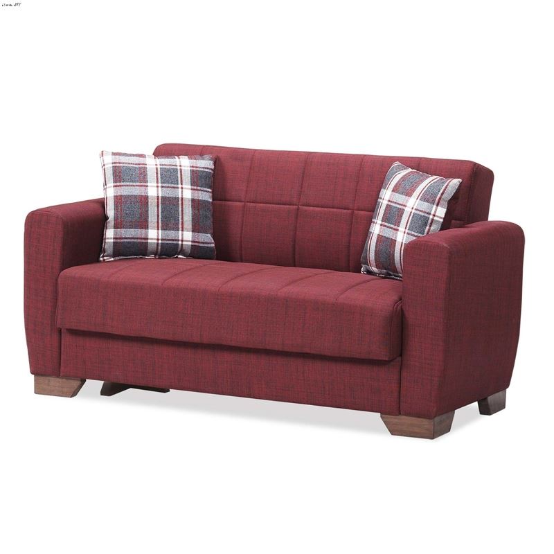 Barato Burgundy Upholstered Convertible Loveseat w