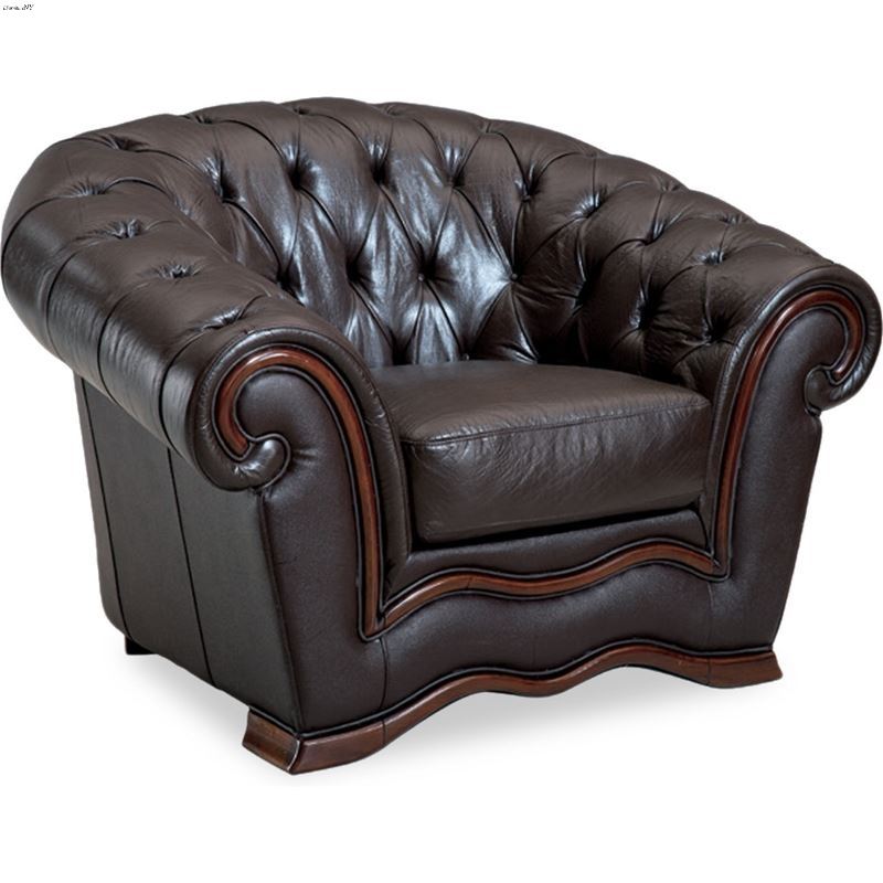 262 Classic Brown Embosed Leather Chair