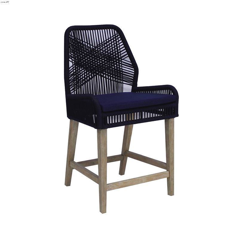 Athens Blue Woven Rope Back Counter Height Stool 1