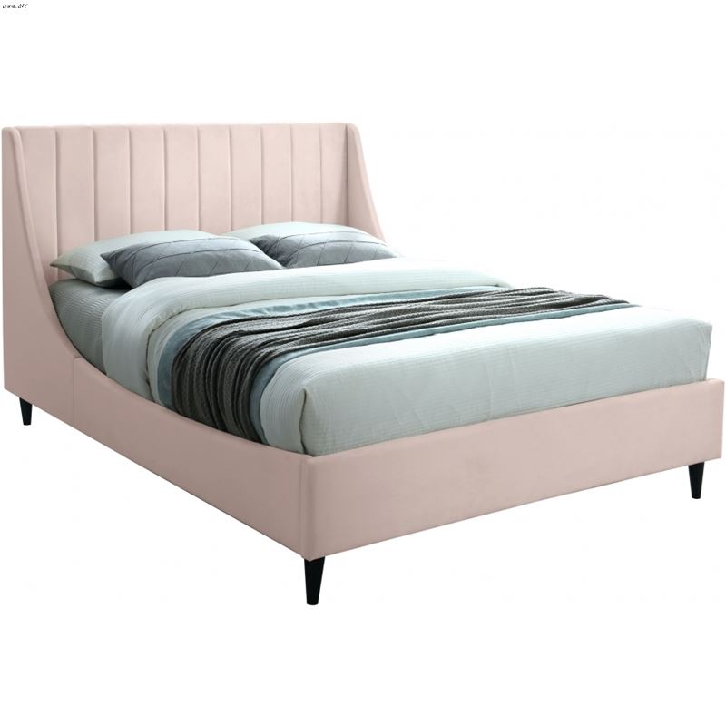 Eva Pink Velvet Upholstered Bed