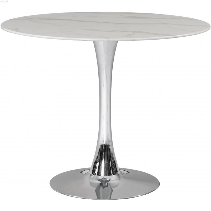 Tulip 36 Inch Round Faux Marble Dining Table - Chr