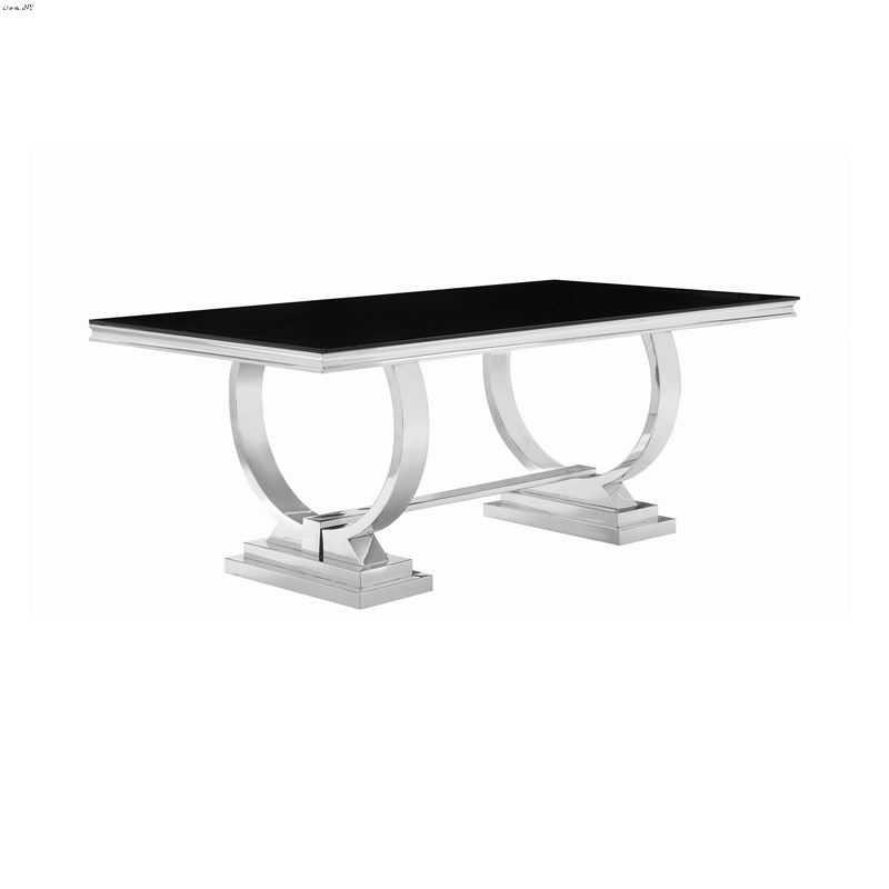 Antoine Chrome and Black Glass Dining Table 107871