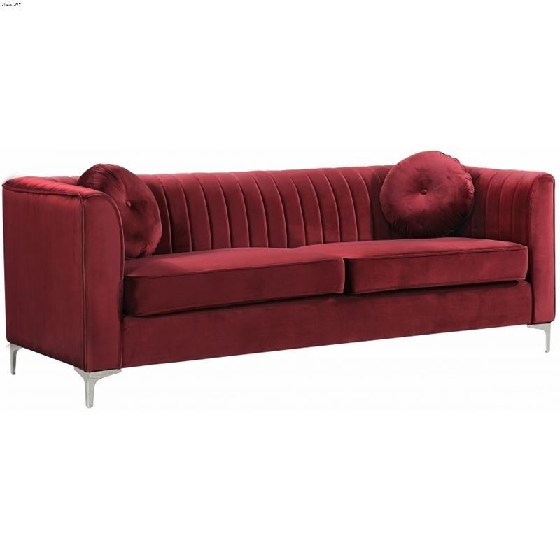 Isabelle Burgundy Velvet Sofa