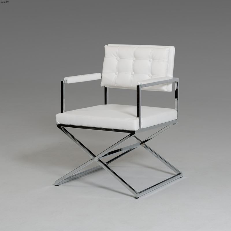 4047 Modern White Leatherette Dining Armchair