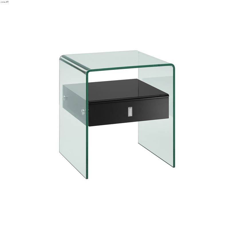 Bari High Gloss Black Lacquer Nightstand / End Tab