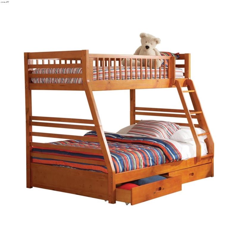 Ashton Honey Twin Over Full 2-Drawer Bunk Bed 4601
