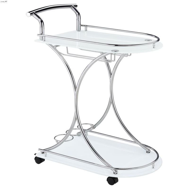 Coaster Elfman Bar Cart White and Chrome 910002