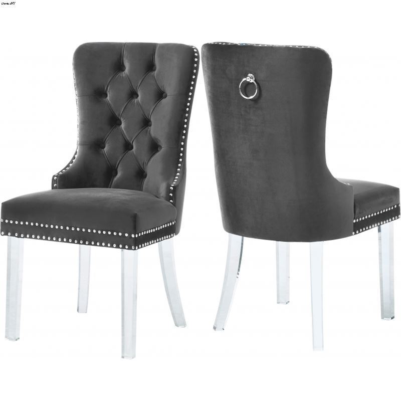 Miley Grey Upholstered Tufted Velvet Dining Chair