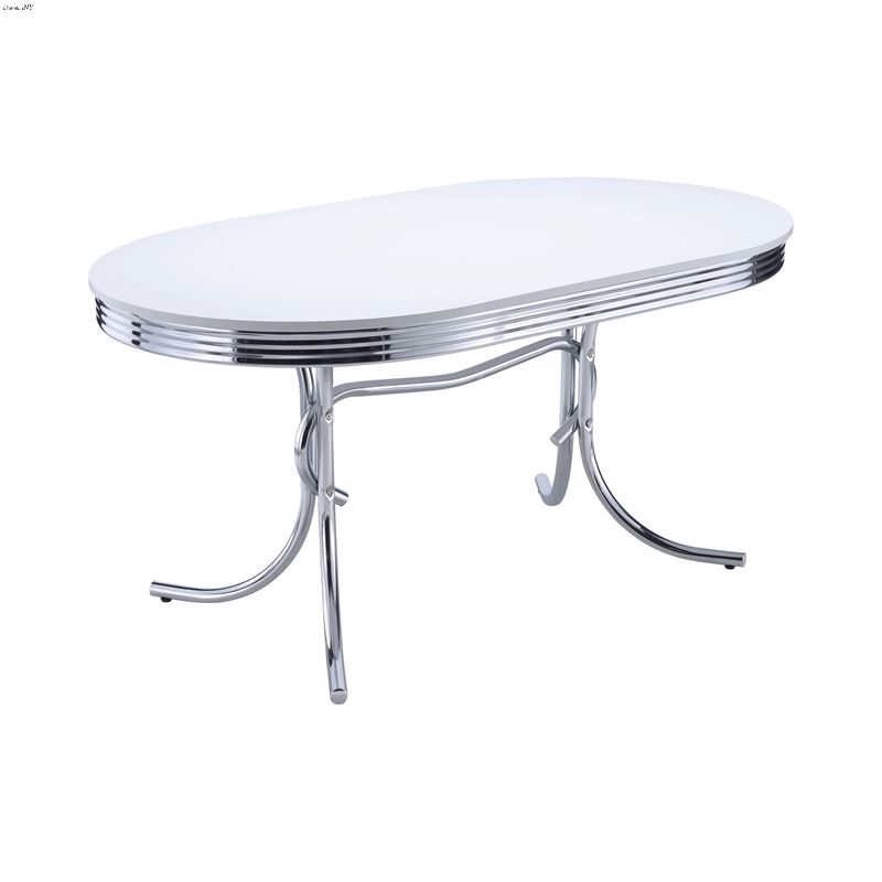 Retro Oval White and Chrome Dining Table 2065 by C