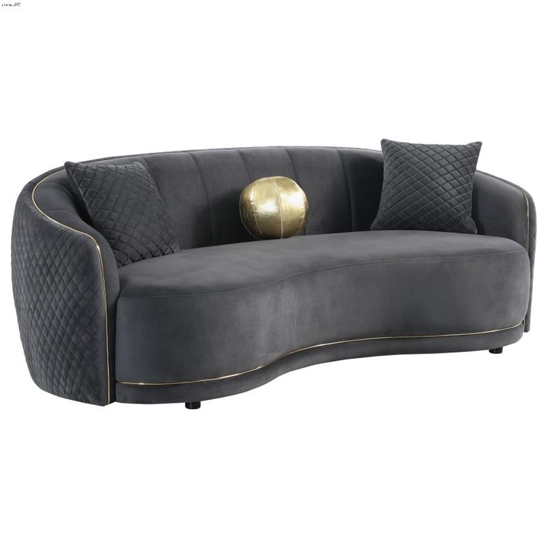 Brookside Dark Grey Velvet Curved Sofa 504844