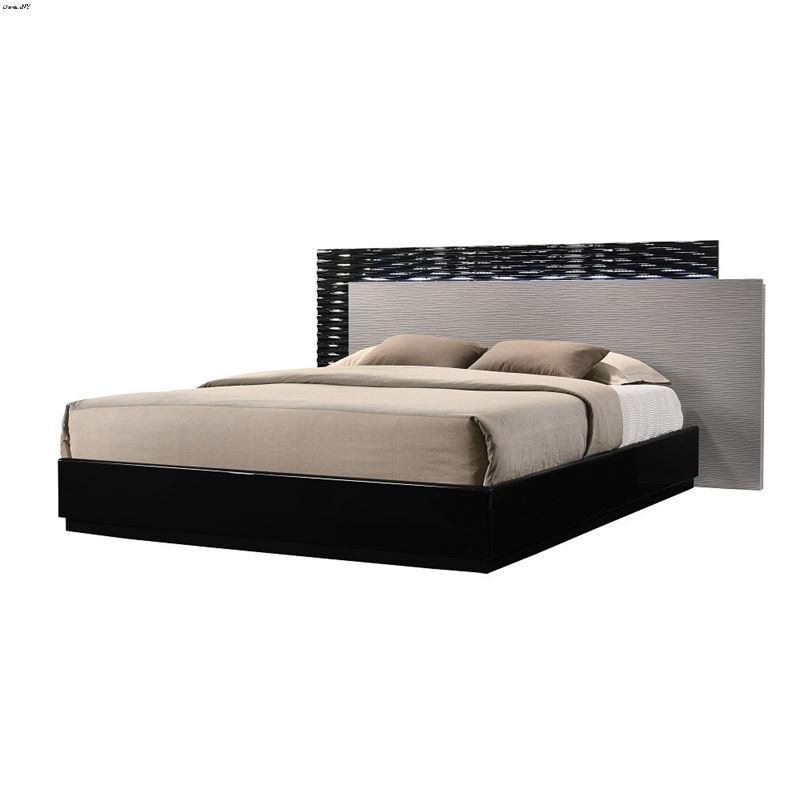 Roma Modern Black and Gray Lacquer Bed