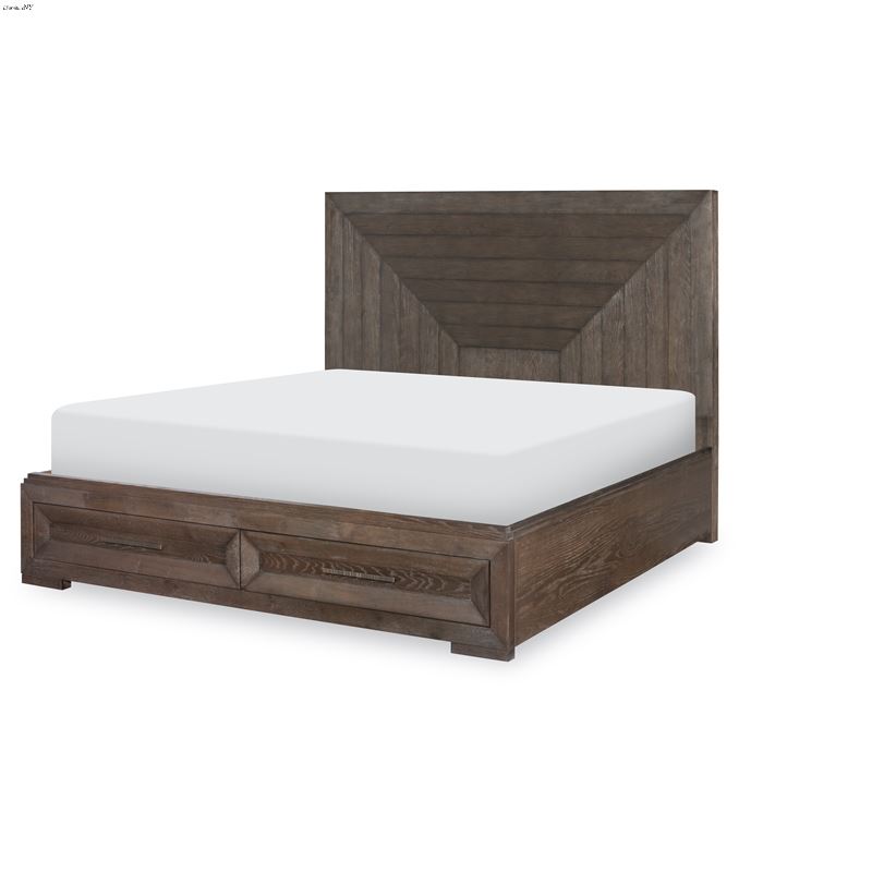Facets Queen Panel Bed with Storage Footboard in M