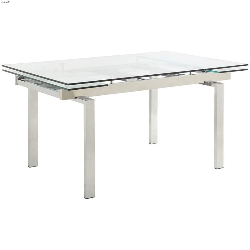 Wexford Glass Top and Chrome Extension Dining Tabl
