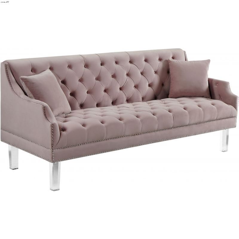 Roxy Pink Velvet Tufted Sofa