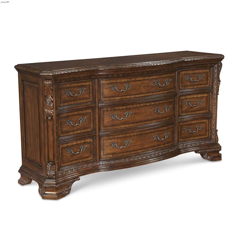 Old World 9 Drawer Dresser - Medium Cherry