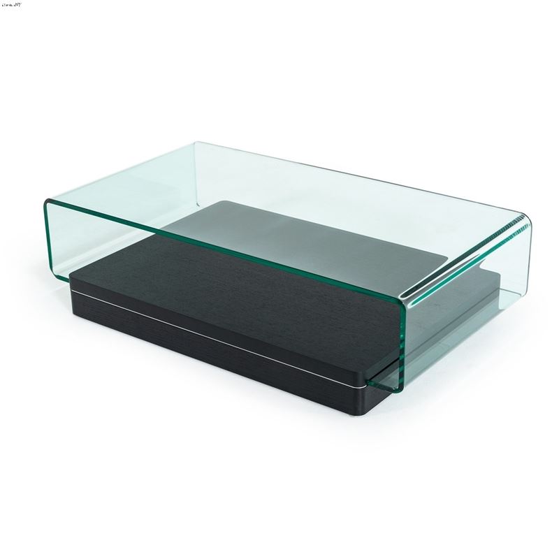 Vitro Modern Glass and Oak Coffee Table