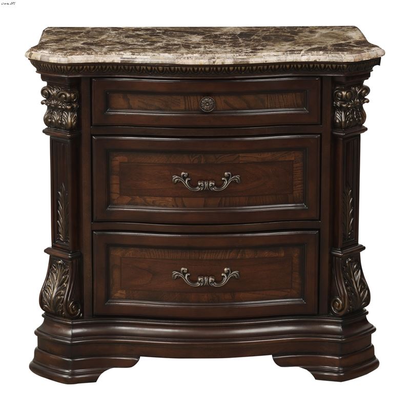 Antoinetta Cherry Marble Top 3 Drawer Night Stand