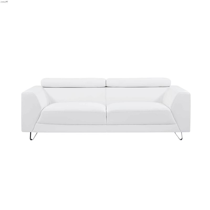 Modern White Leatherette Sofa U8210