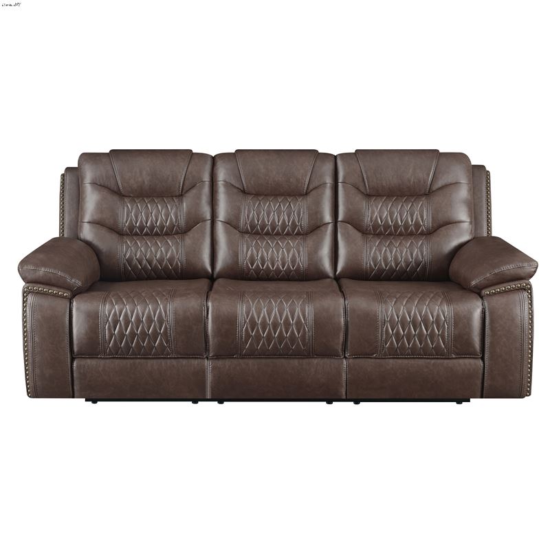 Flamenco Brown Reclining Sofa Tufted Upholstery 61